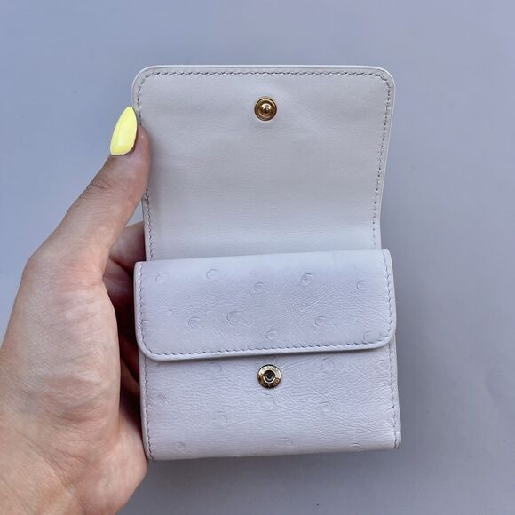 Prada White Ostrich Leather Compact Wallet With Box And Card - Picture 16 of 16